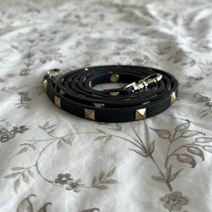 Bandolier Black Leather Gold Studded Strap